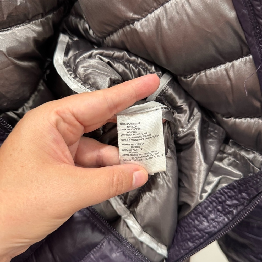 Andrew Marc Packable Lightweight Premium Down Metallic Purple Long Sleeve Parka - Picture 7 of 8